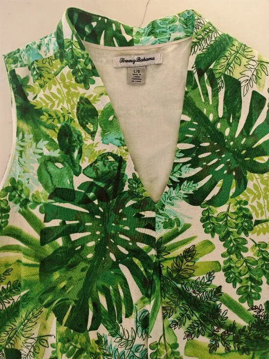 Tommy Bahama Tropical Leaf Print Dress Sleeveless A-Line Mini Resort Vacation Ha - Picture 5 of 13